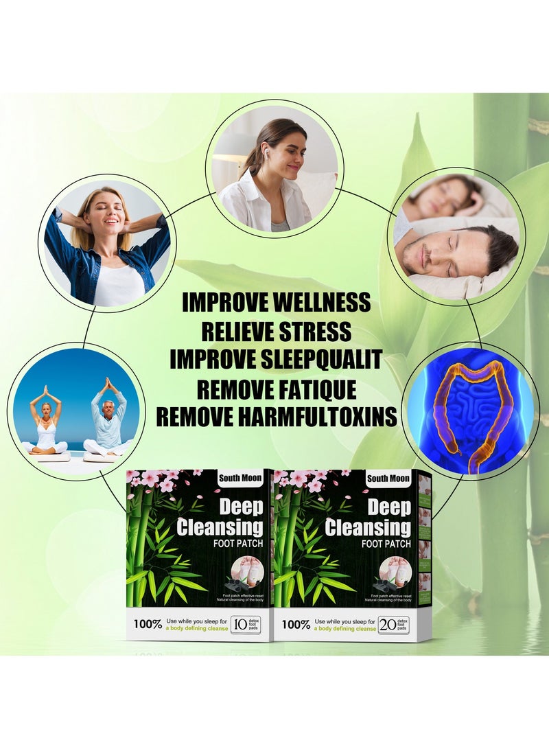 ساوث مون 10 - عميق تنظيف وسادة القدم الطبيعية الزنجبيل مسحوق الخيزران الخل وسادة القدم العلاج ، لاصق قرص لتخفيف الألم ، وتخفيف الضغط ، وتحسين النوم والاسترخاء - Image 3
