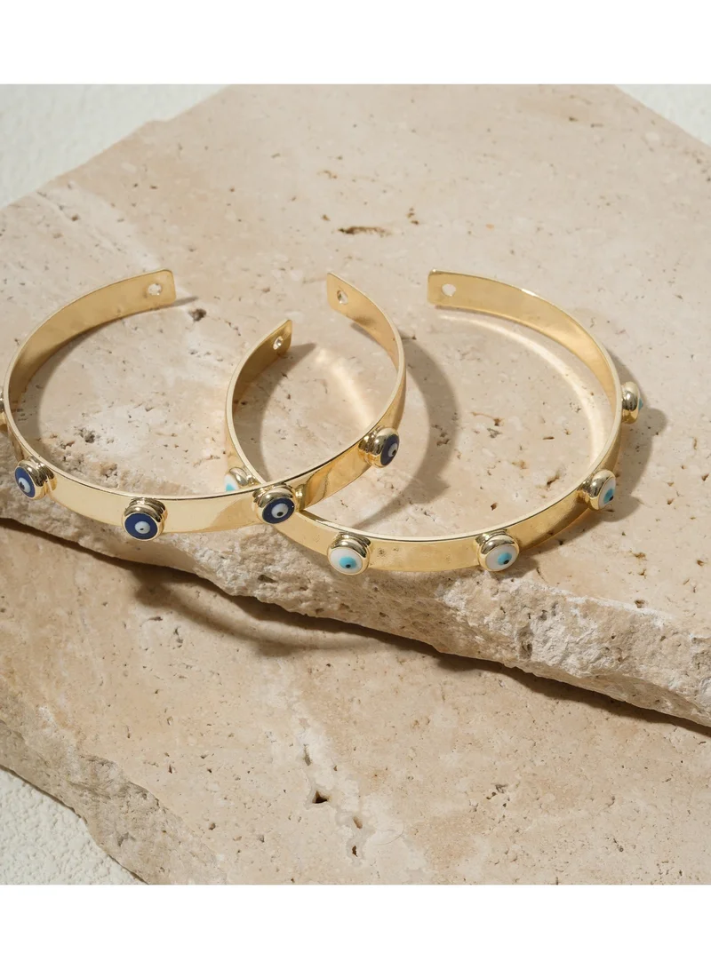 Light Blue Plain Evil eye studded golden kada / bangle / bracelet