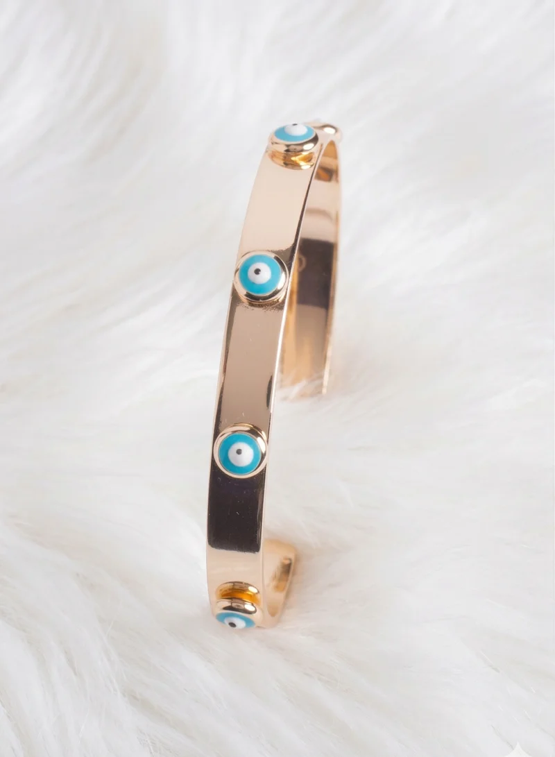 Sosha Elegance  Light Blue Plain Evil eye studded golden kada / bangle / bracelet for Women | Best Price UAE