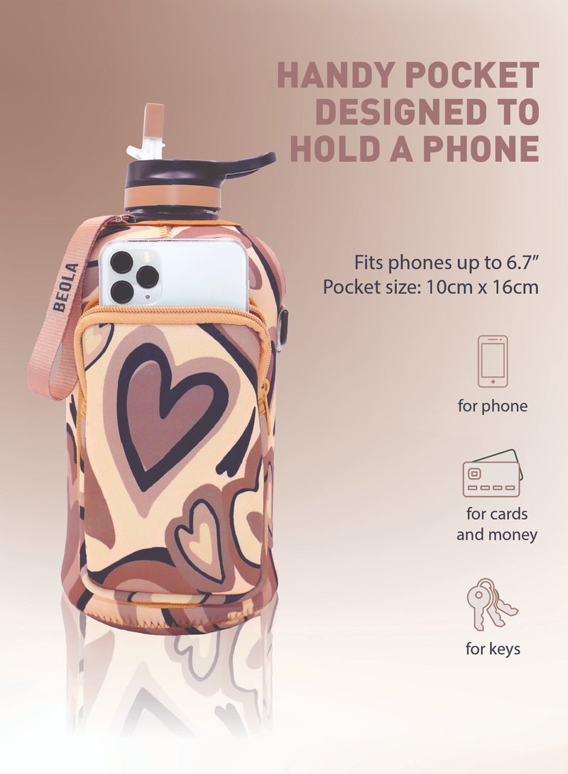 BEOLA زجاجة مياه كبيرة للجيم نصف جالون مع حافظة، باور نيود - 2.2 لتر - Image 4