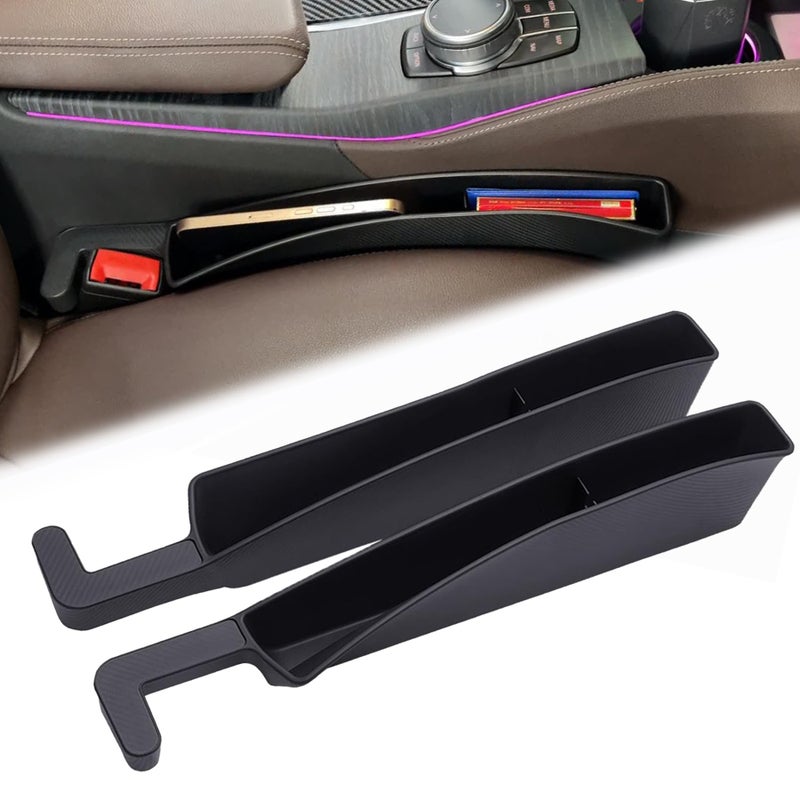 Weihao 2 Packs Car Seat Gap Filler Organizer, Dual Slot Car Seat Gap Organizer, Gap Filler for Car, SUV, Trunk, Sedan Side Seat Gap Between Seat and Console, Car Seat Gap Plug with Storage Slot (Black) - Image 1