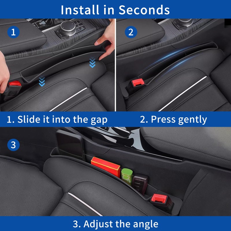 Weihao 2 Packs Car Seat Gap Filler Organizer, Dual Slot Car Seat Gap Organizer, Gap Filler for Car, SUV, Trunk, Sedan Side Seat Gap Between Seat and Console, Car Seat Gap Plug with Storage Slot (Black) - Image 5