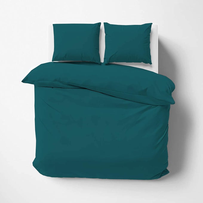 IMPRESSIBLE SUPER SOFT MICROFIBER 3 PIECE DUVET COVER SET SIZE 91X101 INCHES AND 2 PILLOW COVER 300 TC 18X28 INCHES DOUBLE BED SIZETEAL