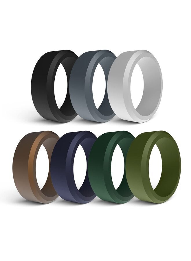 LAMAY Silicone Wedding Rings for Men - Rubber Engagement Bands 8 - Image 1