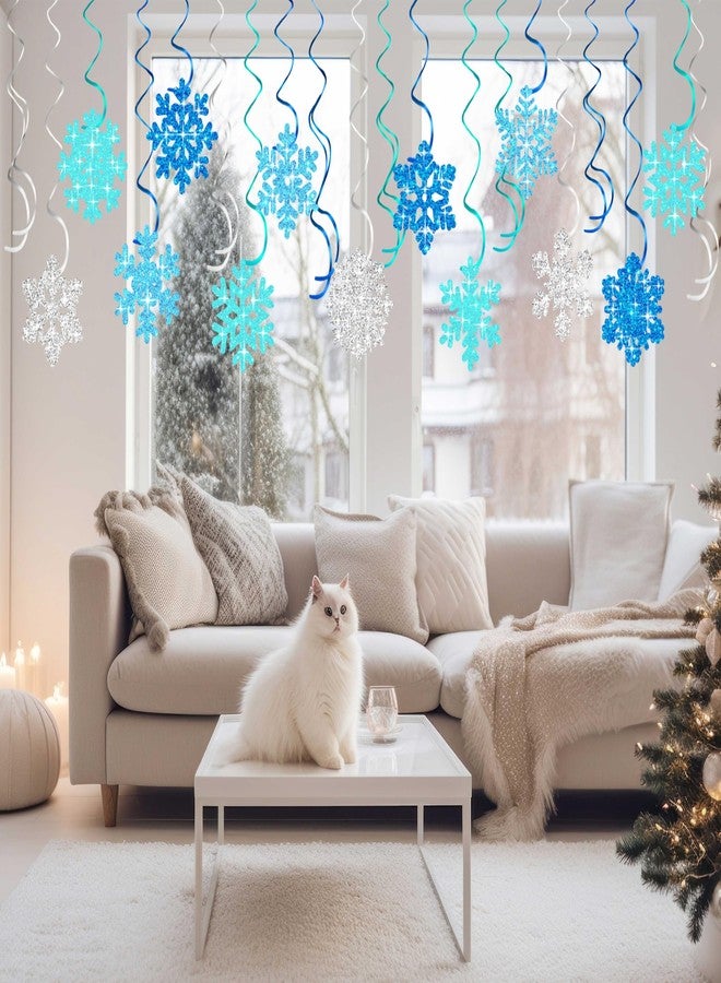 مون بوت 40 قطعة من زينة ندفات الثلج الشتوية المعلقة - ديكور سقف مستوحى من عالم العجائب المتجمد لعيد الميلاد، مناسب لحفلات استقبال المولود الجديد وأعياد الميلاد والعطلات - Image 5