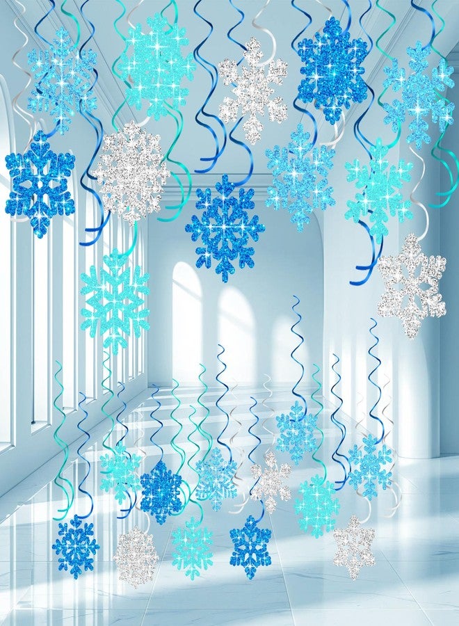 مون بوت 40 قطعة من زينة ندفات الثلج الشتوية المعلقة - ديكور سقف مستوحى من عالم العجائب المتجمد لعيد الميلاد، مناسب لحفلات استقبال المولود الجديد وأعياد الميلاد والعطلات - Image 1