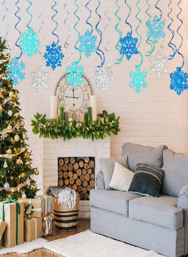 مون بوت 40 قطعة من زينة ندفات الثلج الشتوية المعلقة - ديكور سقف مستوحى من عالم العجائب المتجمد لعيد الميلاد، مناسب لحفلات استقبال المولود الجديد وأعياد الميلاد والعطلات - Image 4