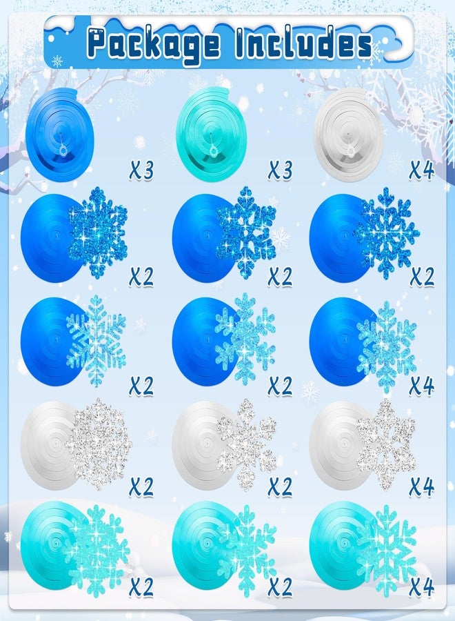 مون بوت 40 قطعة من زينة ندفات الثلج الشتوية المعلقة - ديكور سقف مستوحى من عالم العجائب المتجمد لعيد الميلاد، مناسب لحفلات استقبال المولود الجديد وأعياد الميلاد والعطلات - Image 3