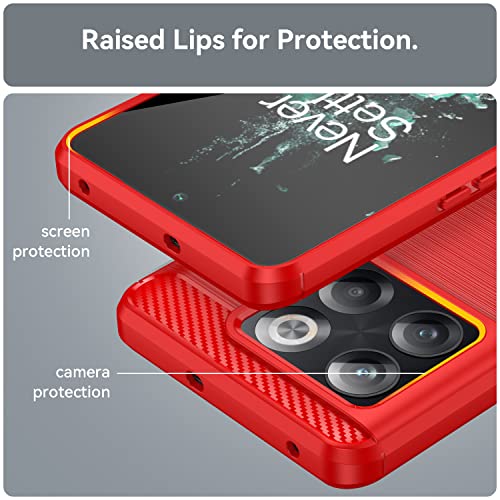 Osophter for Oneplus 10T Case,Oneplus 10T Phone Case with Screen Protector Shock-Absorption Flexible TPU Rubber Protective Cell Phone Cover for Oneplus 10T 5G(Red) - Image 5