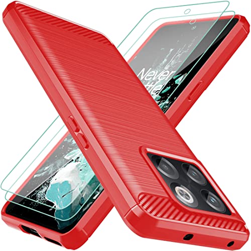 Osophter for Oneplus 10T Case,Oneplus 10T Phone Case with Screen Protector Shock-Absorption Flexible TPU Rubber Protective Cell Phone Cover for Oneplus 10T 5G(Red) - Image 1