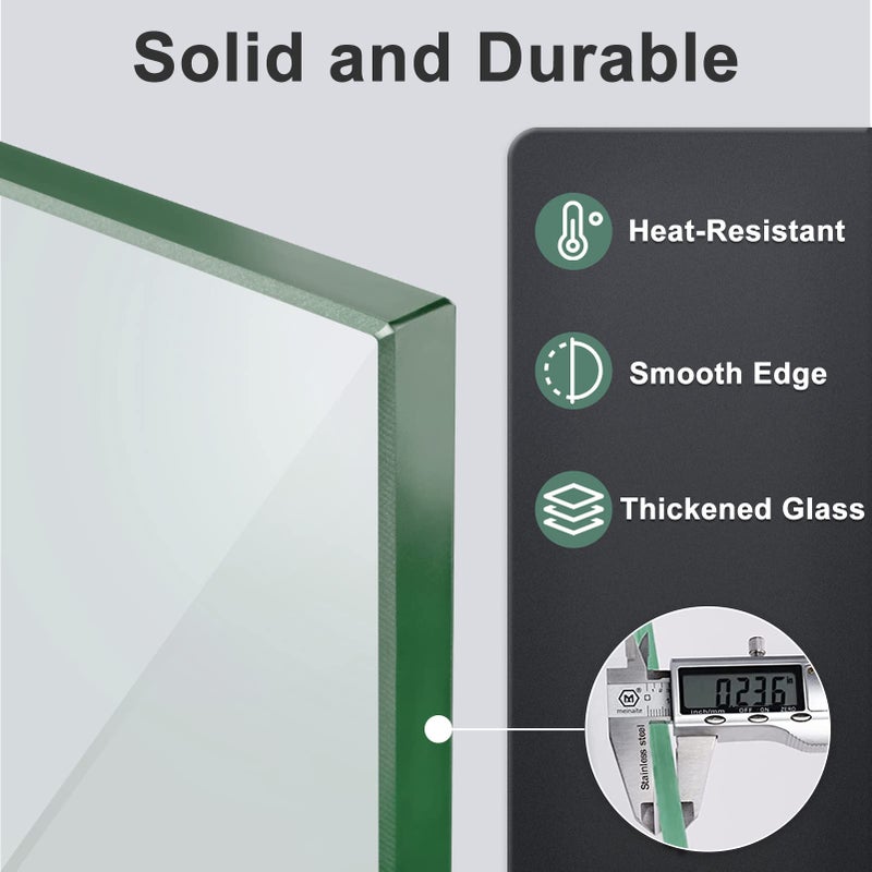 GASPRO 29 x 13 Inch Glass Wind Guard for Rectangular Fire Pit Table, Thick and Sturdy Tempered Glass Panel with Hard Aluminum Corner Bracket & Rubber Feet, Easy to Assemble - Image 3