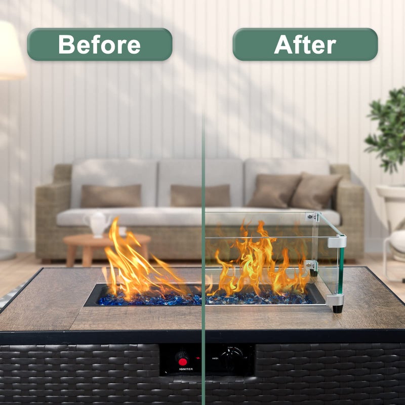 GASPRO 29 x 13 Inch Glass Wind Guard for Rectangular Fire Pit Table, Thick and Sturdy Tempered Glass Panel with Hard Aluminum Corner Bracket & Rubber Feet, Easy to Assemble - Image 5