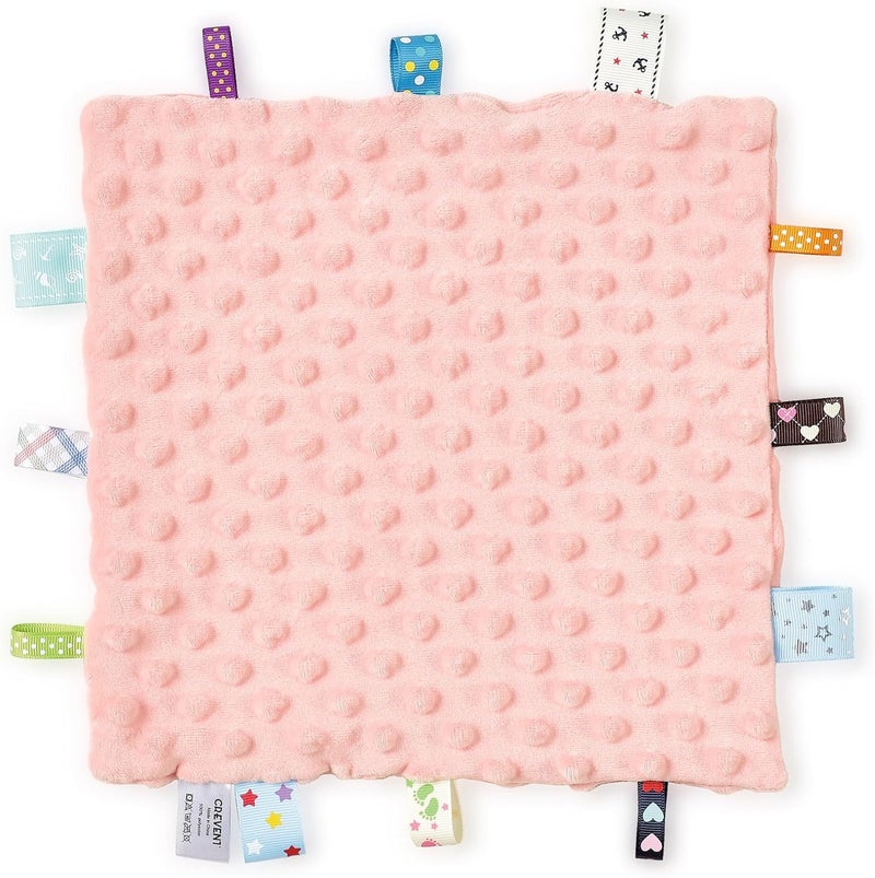 CREVENT Security Blanket for Babies, Soft Baby Lovey Comforter, Sensory Plush Blanket for Baby Girls, Calming Sleep Companion, 10" x 10" 2pcs - Image 5