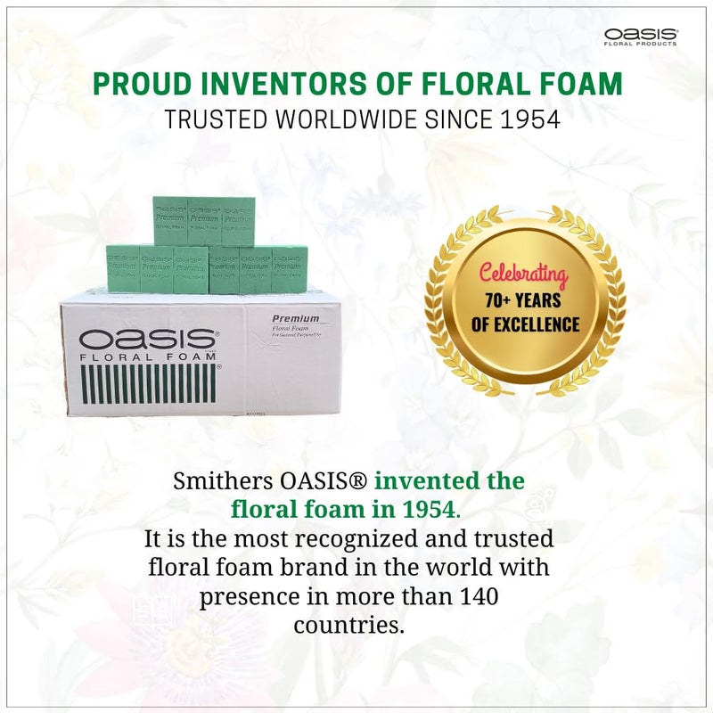 Oasis Pack of 2 Premium Floral Foam Bricks | Green Florist Foam Blocks for Flower Arrangements in Home Décor, Weddings, Events, Festivals & More | Size 9 x 3 x 4 Inches - Image 3