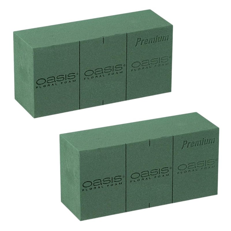 Oasis Pack of 2 Premium Floral Foam Bricks | Green Florist Foam Blocks for Flower Arrangements in Home Décor, Weddings, Events, Festivals & More | Size 9 x 3 x 4 Inches - Image 1