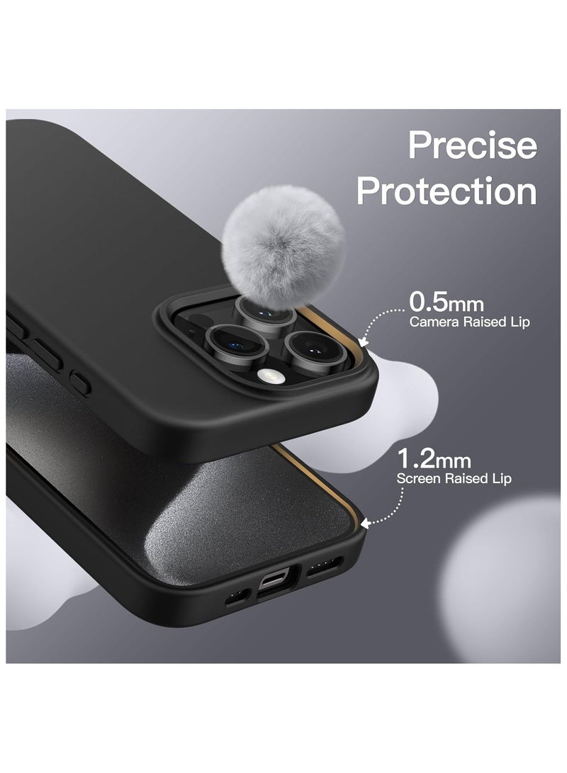 جراب سيليكون لموبايل ايفون 15 بروماكس 6.7 انش، جراب حماية كامل الجسم بملمس ناعم حريري، غطاء مضاد للصدمات (اسود) - Image 3