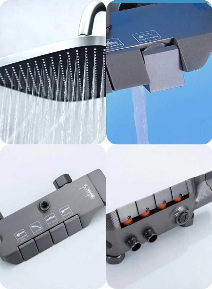 MODI Square Shaped Shower Panel with 5-Function Hand Shower & Rainfall Overhead – ABS + Stainless Steel, Brass Diverter, Adjustable Slider - Image 4