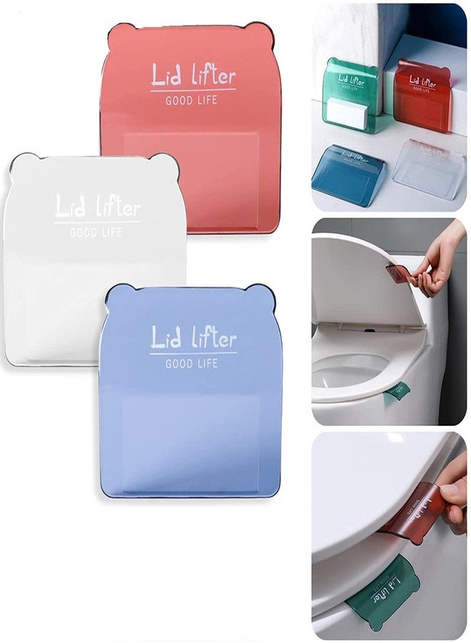 RRJ (Pack of 3) Self-Adhesive Toilet Seat Holder with Double Tape Toilet Seat Lifter Handle Clip Water Closet Toilet Lifter Avoid Direct Contact with Cover & Seat - Image 1