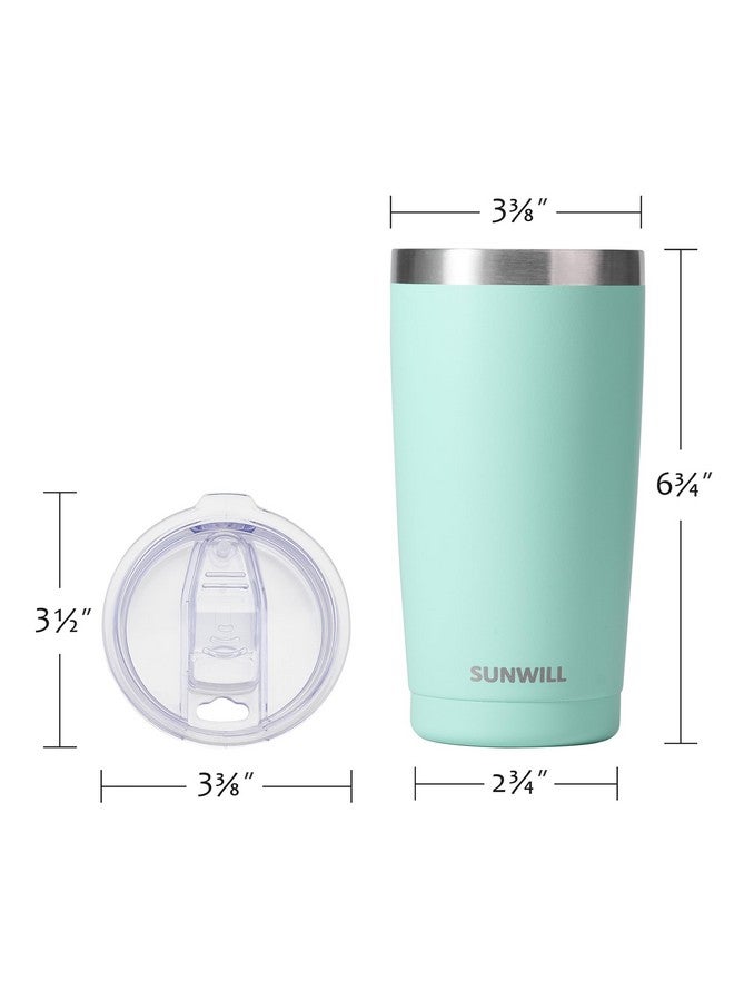 SUNWILL Travel Coffee Mug with Lid, 20 oz Tumbler Set of 2, Insulated Stainless Steel Cup for Water, Tea, Powder Coated Sakura & Mint - Image 3