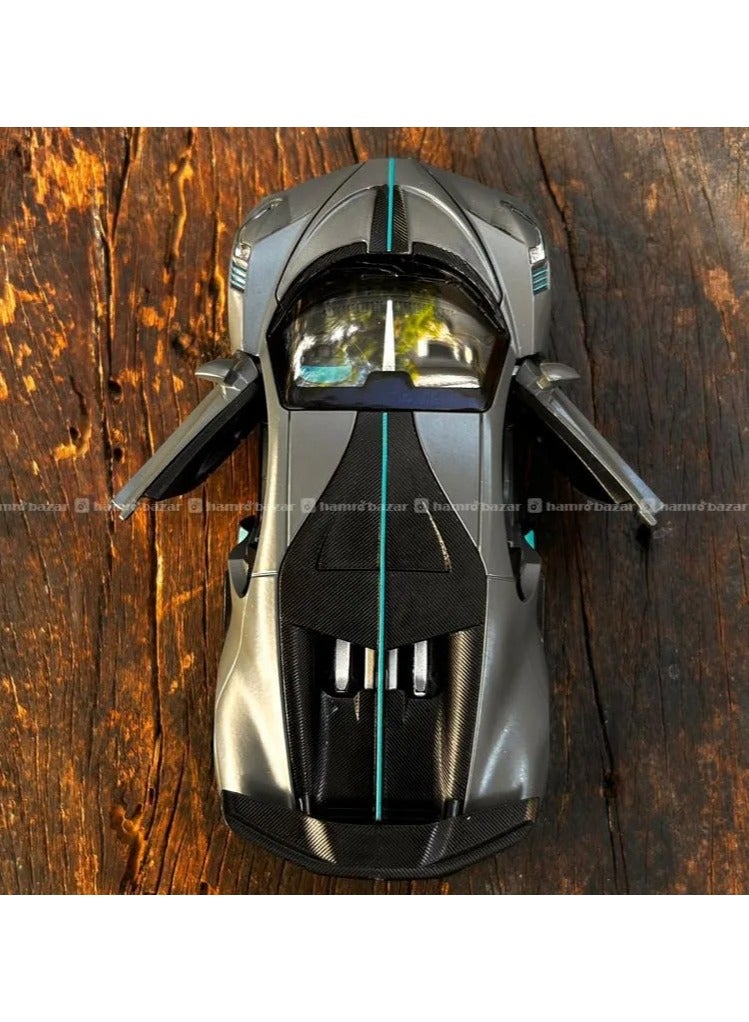 Whynot Bugatti Divo 1:24 Die-Cast Alloy Pull Back Car Model with Light & Sound – Supercar Toy for Kids & Collectors (Grey) - Image 4