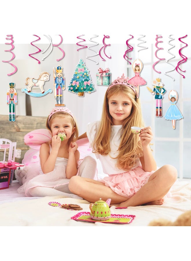 ThePartyPopper Nutcracker Christmas Hanging Swirl Decorations – 30 PCS Holiday Ceiling Swirls with Ballerina, Soldier, Tree & Gift Cutouts – Xmas Party Decor for Home - Image 3