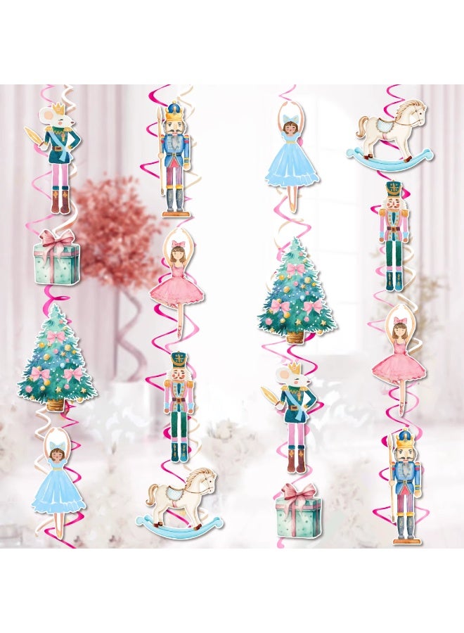 ThePartyPopper Nutcracker Christmas Hanging Swirl Decorations – 30 PCS Holiday Ceiling Swirls with Ballerina, Soldier, Tree & Gift Cutouts – Xmas Party Decor for Home - Image 4