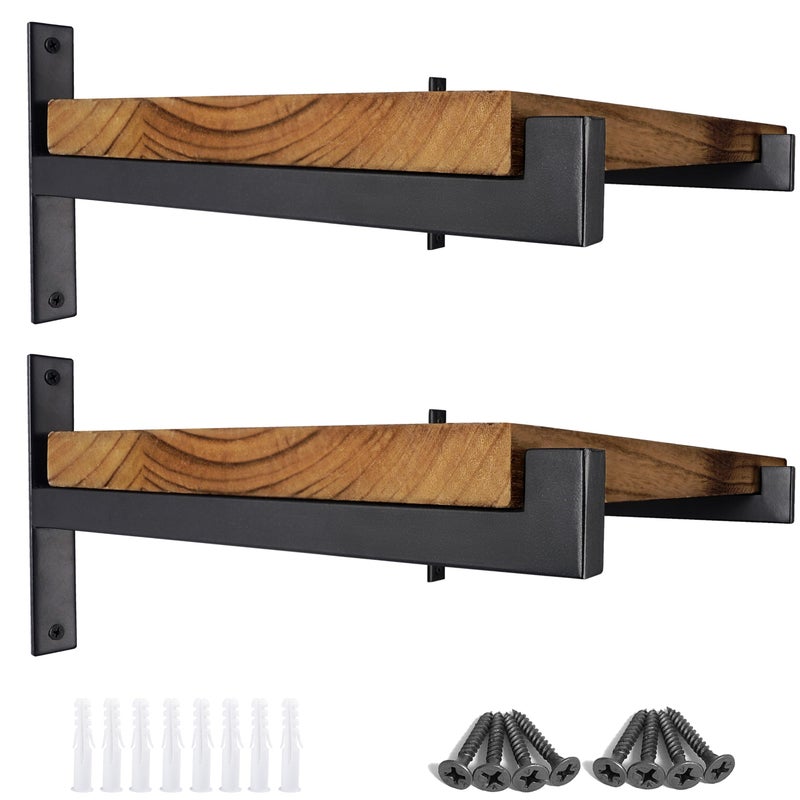 OVOV 4 Pcs Heavy Duty Shelf Brackets Wall Mounted Industrial Metal Shelf Supports 8 4pcs Black - Image 2