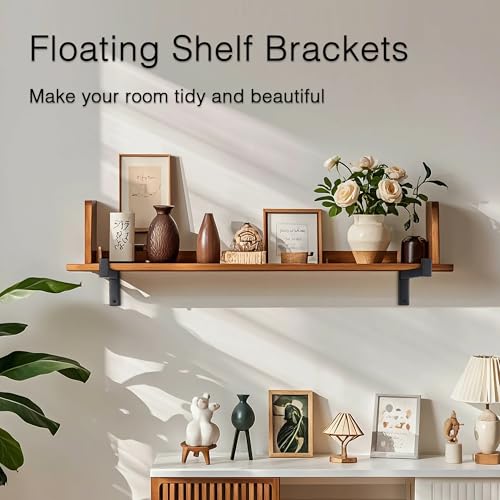 OVOV 4 Pcs Heavy Duty Shelf Brackets Wall Mounted Industrial Metal Shelf Supports 8 4pcs Black - Image 3