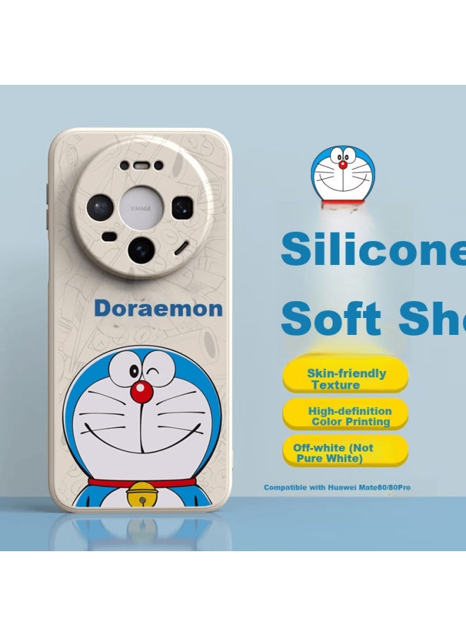 Purecolor Huawei Mate80 Mate80 Pro Silicone Case Universal Full-coverage Shockproof Soft Cover Cartoon Doraemon - Smiling Doraemon - Image 3