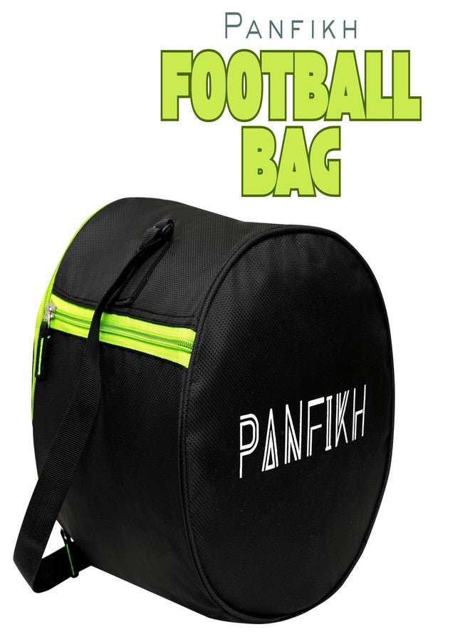 PANFIKH Football Bag for Boys Durable Sports Kit Bag with Adjustable Shoulder Strap and Mesh Pocket Spacious Gym Duffel for Football Accessories - Fit Also for Volleyball, Basketball (Neon-Black) - Image 2