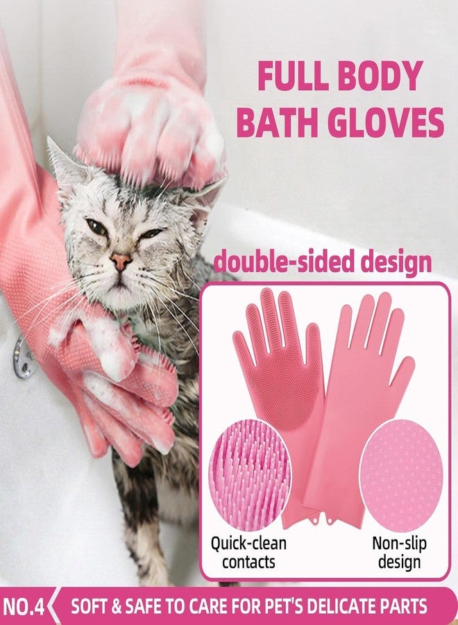 KUEIOX Bath Grooming Kit for Pets - Hair Brush Set with Towel, Washing Gloves, and Shampoo Scrubber Brush for Dogs and Cats (Pink) - Image 5