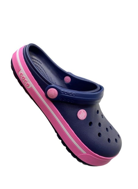 coco women's comfortable clogs – lightweight with a modern design – easy to wear – navy blue with pink accents