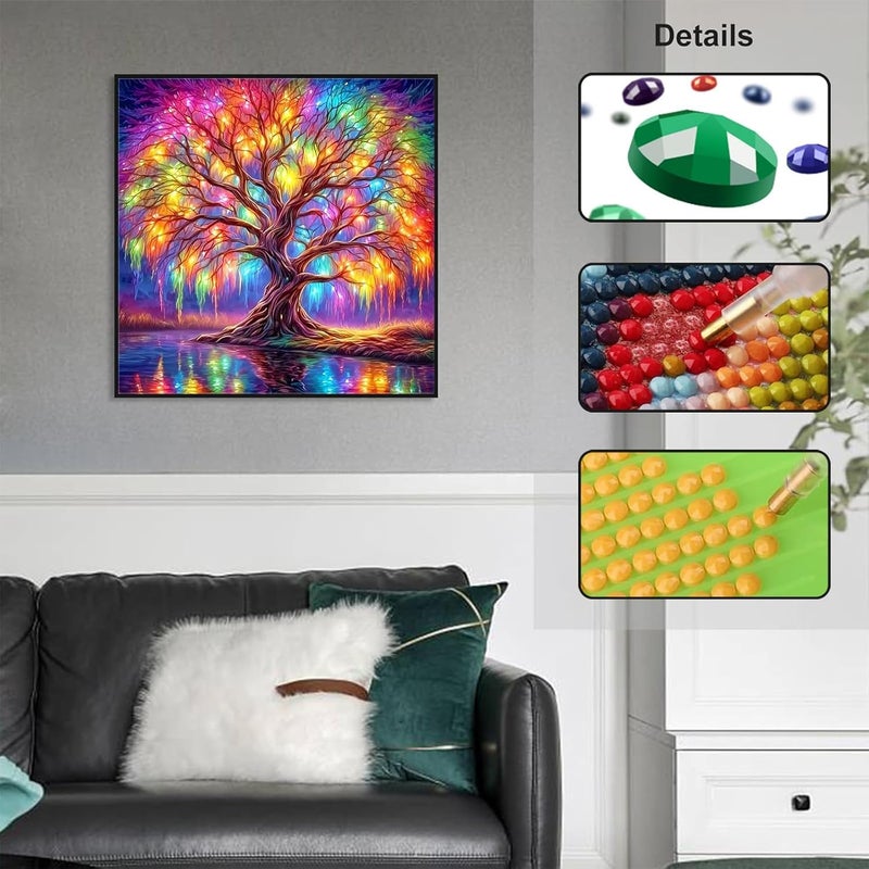 Simxen 5D Diamond Painting Kits for Adult Colourful Tree of Life Diamond Art Kits for Adult Beginners Tree Diamond Painting Full Round Drill Crafts Kit for Home Wall Decor Gift 30 x 40 cm - Image 5