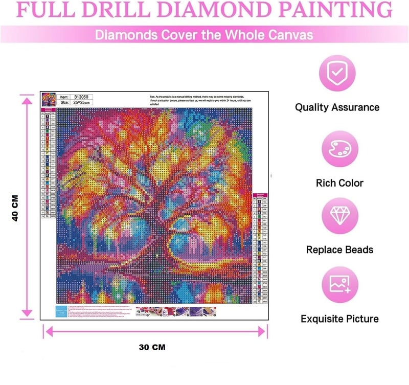Simxen 5D Diamond Painting Kits for Adult Colourful Tree of Life Diamond Art Kits for Adult Beginners Tree Diamond Painting Full Round Drill Crafts Kit for Home Wall Decor Gift 30 x 40 cm - Image 2