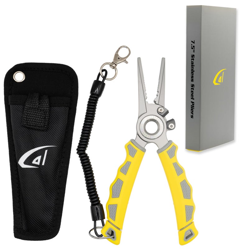 danco 75 Inch Fishing Pliers 174 Stainless Steel Tungsten Carbide Cutters Saltwater Resistant Fishing Tool NonSlip Handles FreshSaltwater Fishing Pliers - Image 2