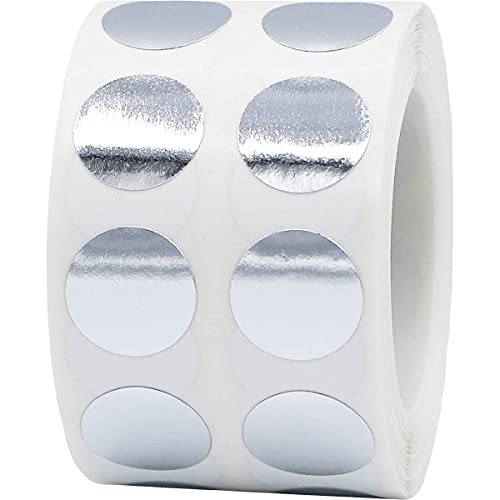 InStockLabels.com Metallic Silver Circle Dot Stickers, 1/2" Inch, 1000 Labels per Roll - Ideal for Organizing, Decorating, Labeling and Crafting in Homes, Schools, and Office Use - Image 1