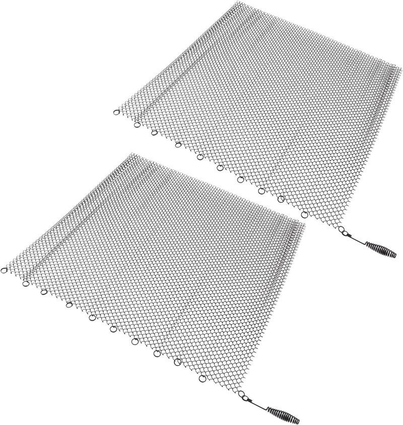 Fireplace Mesh Screen Curtain 2 Wide Panels, Easy Install, Durable Stainless Steel, Safety Spark Guard for Home Wood Burning Fireplace (24 * 18in) - Image 2