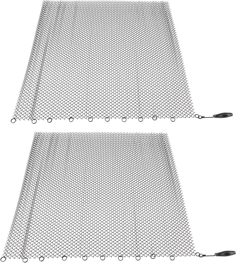 Fireplace Mesh Screen Curtain 2 Wide Panels, Easy Install, Durable Stainless Steel, Safety Spark Guard for Home Wood Burning Fireplace (24 * 18in) - Image 1