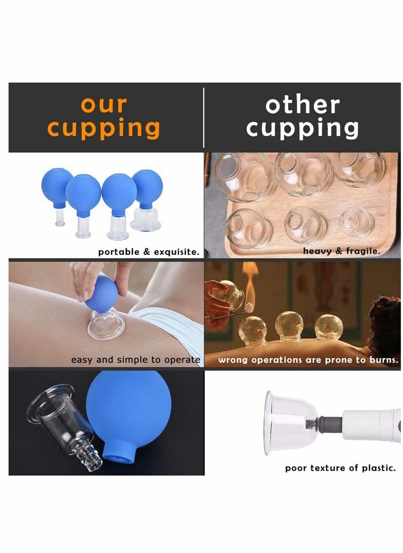 Excefore Face Cupping Therapy Sets Glass Facial Vacuum Suction Massage Cups for Wrinkles and Anti Cellulite, 4 Pack  - Image 4
