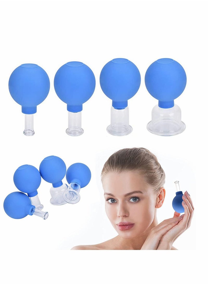 Excefore Face Cupping Therapy Sets Glass Facial Vacuum Suction Massage Cups for Wrinkles and Anti Cellulite, 4 Pack  - Image 1