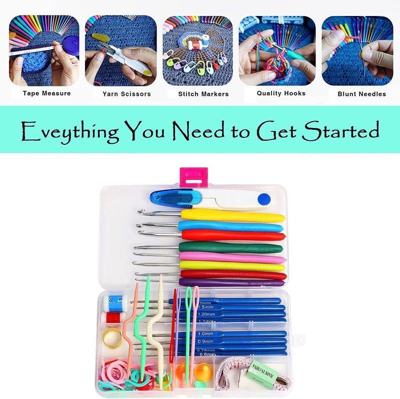 URBANMAC Premium Crochet Hook Set with Accessories – 8 Ergonomic Hooks, Stitch Markers, Row Counters, Needles & More – Complete Knitting & Crochet Kit - Image 3