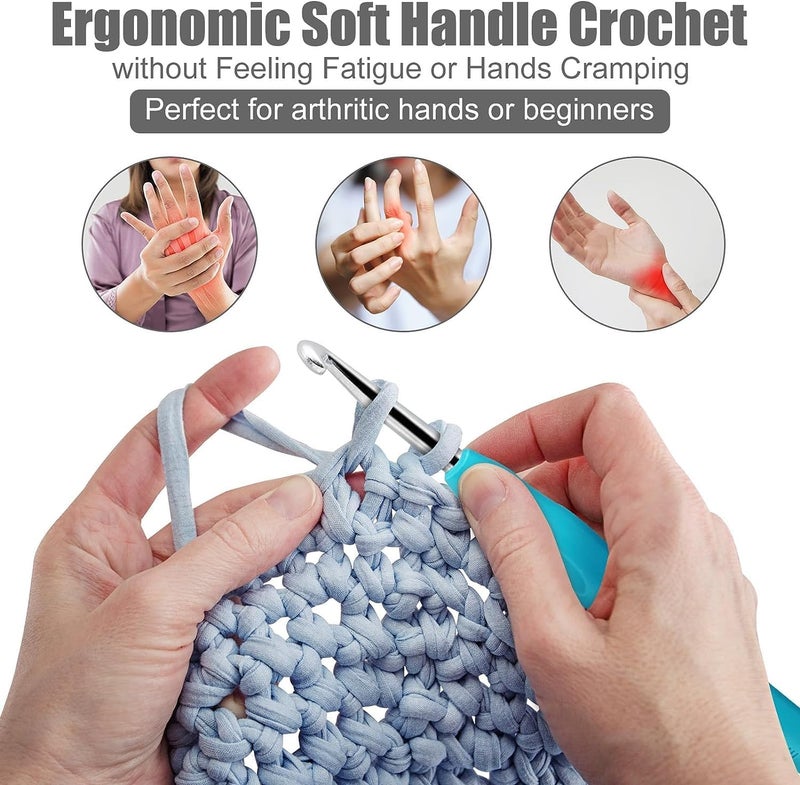 URBANMAC Premium Crochet Hook Set with Accessories – 8 Ergonomic Hooks, Stitch Markers, Row Counters, Needles & More – Complete Knitting & Crochet Kit - Image 5