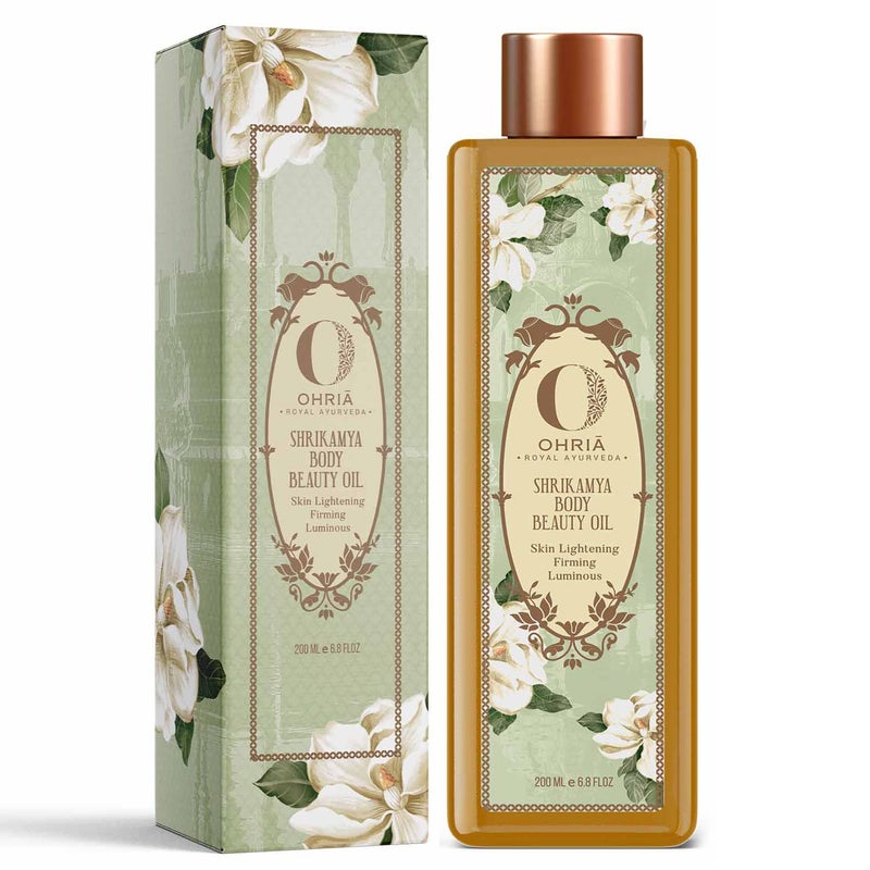 Ohria Ayurveda Shrikamya Body Beauty Oil  Body Brightening  Antipigmentation Oil Supports Hydration Firmness For All Skin Type 200ml - Image 1