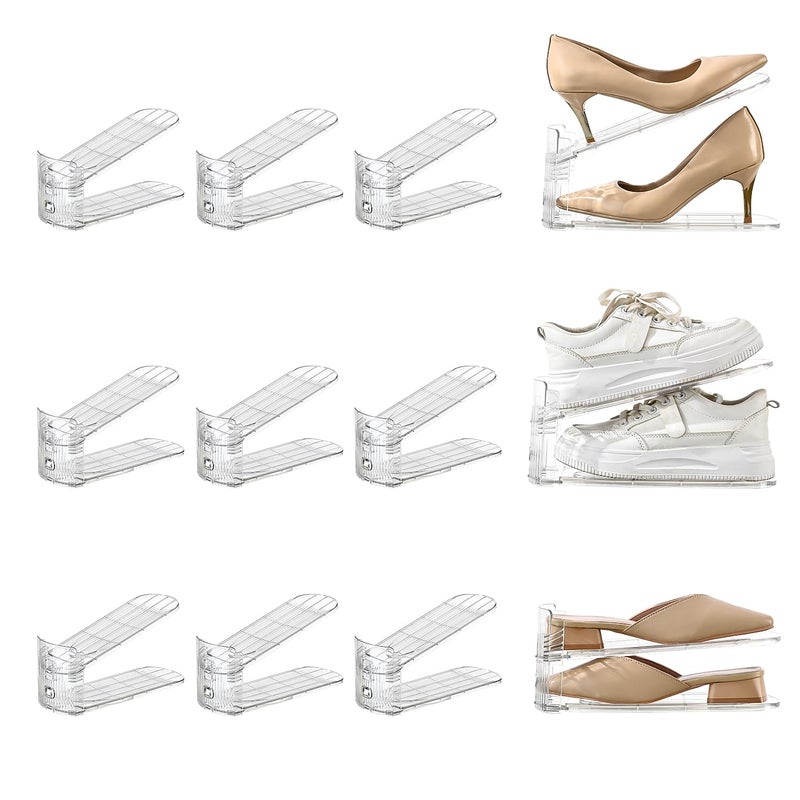 Uni HIMO 12 Pack Shoe Slots Organizer Adjustable Level Shoe Stacker Holder Storage Space Saving Sneakers Display Tray Rack for Closet - Image 1