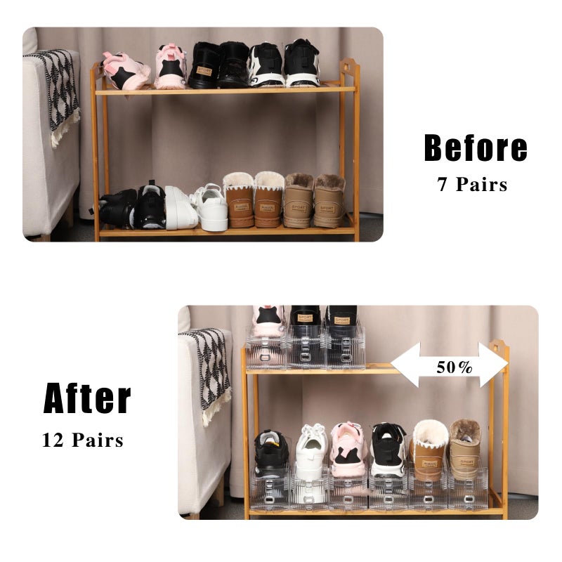 Uni HIMO 12 Pack Shoe Slots Organizer Adjustable Level Shoe Stacker Holder Storage Space Saving Sneakers Display Tray Rack for Closet - Image 5
