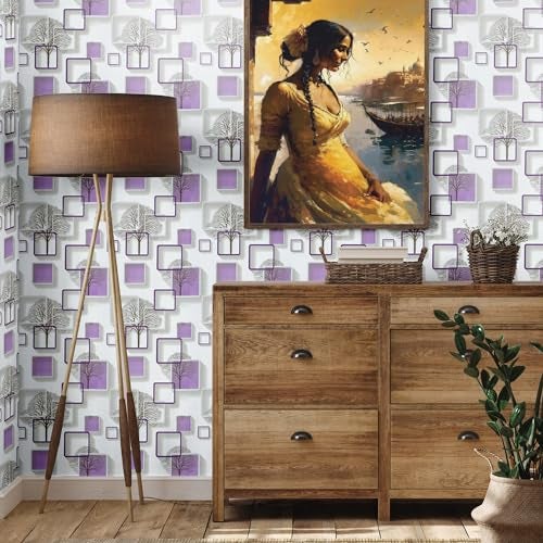 Eurotex Self-Adhesive Wallpaper, Purple Geometric 3D Peel & Stick PVC Contact Paper for Walls & Furniture, 45 cm × 10 m Roll (48 Sq Ft) - Image 4