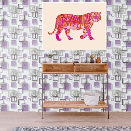 Eurotex Self-Adhesive Wallpaper, Purple Geometric 3D Peel & Stick PVC Contact Paper for Walls & Furniture, 45 cm × 10 m Roll (48 Sq Ft) - Image 2