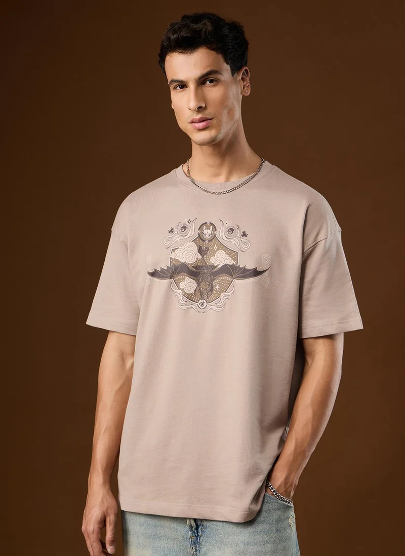 ذا سوليد ستور The Souled Store HTTYD: Let's Fly Men and Boys Short Sleeves Round Neck Graphic Printed Cotton Oversized Breathable Lightweight All-Season T-Shirt