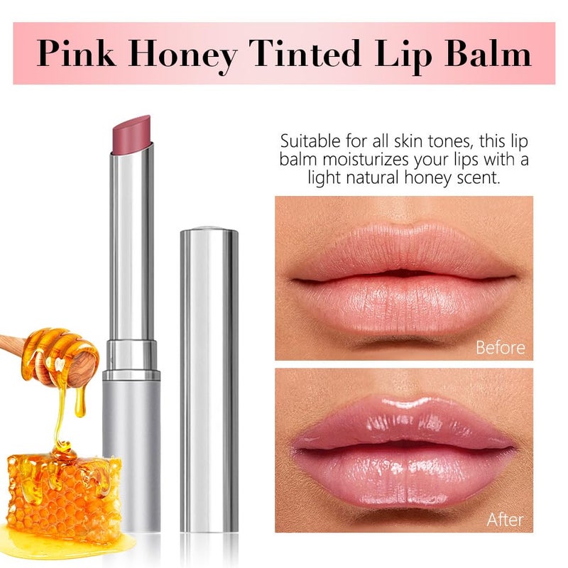 FeiCuiYun Pink Honey Tinted Lip Balm Lip Gloss Lipstick, Sheer Hydrating Lip Gloss Tint, Moisturizing Lip Color for All Skin Tones, Nourishing Lip Balm with a Hint of Natural Black Cherry - Image 4
