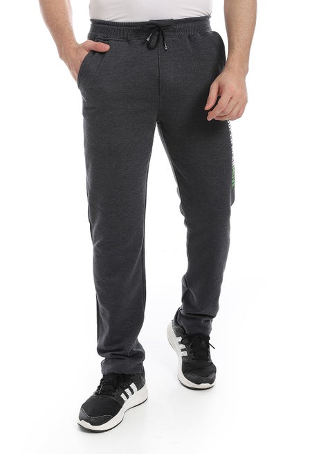 Soft Printed Cotton Pants _ Heather Lead Grey